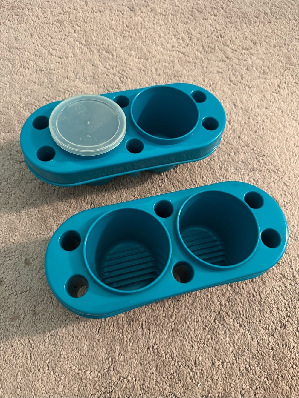 Teal Plastic Double Cup Organizer - Set of 2